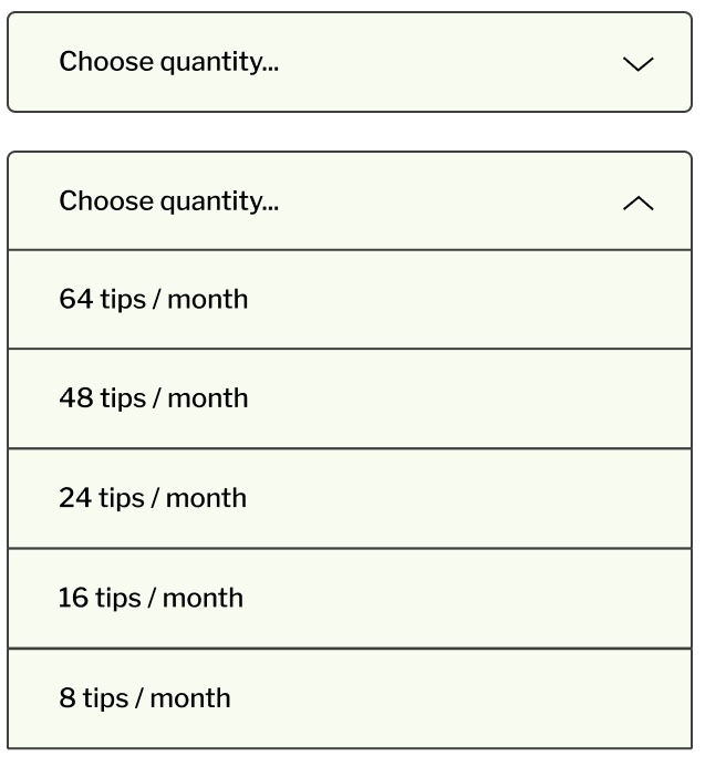 Subscription amt dropdown